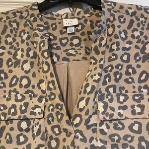 a new day Taupe Leopard Print Utility Blouse